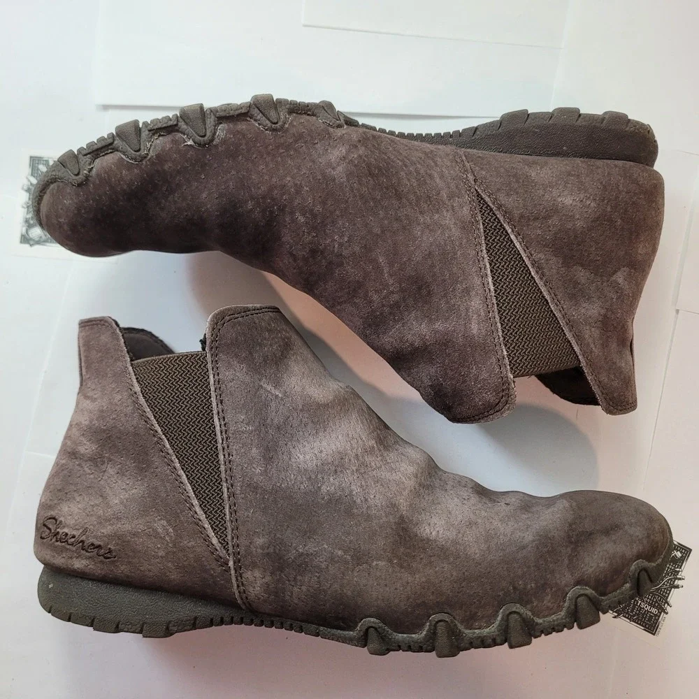 Skechers‎ Reggae Fest Moro Ankle Boots Women Brown Suede Relaxed Fit 44952